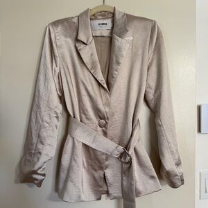 Two-piece set - Satin Belted Blazer Jacket & Pants